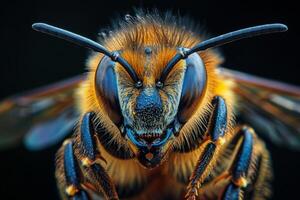 Macro Photography of a Bee's Face photo