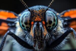 Close-Up of a Butterfly's Face with Detailed Features photo