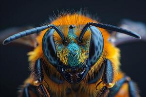 Macro Photography of a Bee's Face photo