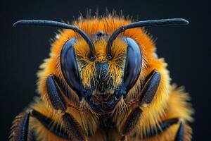 Close-up Portrait of a Fuzzy Bee photo