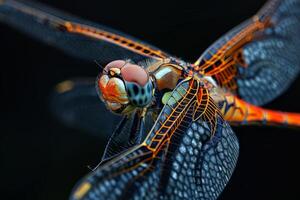 Close-Up View of a Dragonfly's Wing and Eye photo