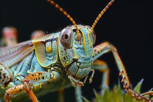 Close-up Portrait of a Vibrant Grasshopper photo