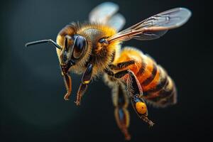 Honey Bee in Flight, Close-Up photo