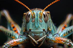 Close-up of a Colorful Grasshopper photo