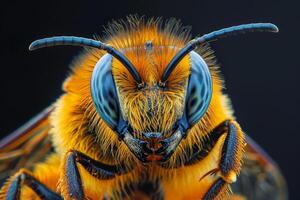 Close-up Portrait of a Bee with Striking Blue Eyes photo