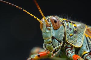 Close-Up Portrait of a Vibrant Grasshopper photo