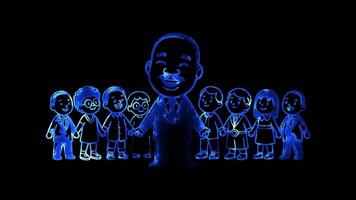 Glowing looping Martin luther king Day impact of Martin Luther King Jr. neon frame effect, black background. video