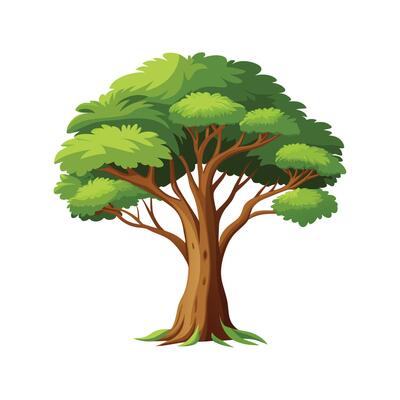 Beautiful Single Big Tree Illustration