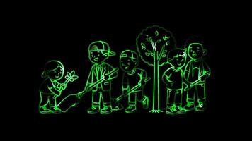 Glowing looping Martin luther king Day Community service on Martin Luther King Jr. Day . neon frame effect, black background. video