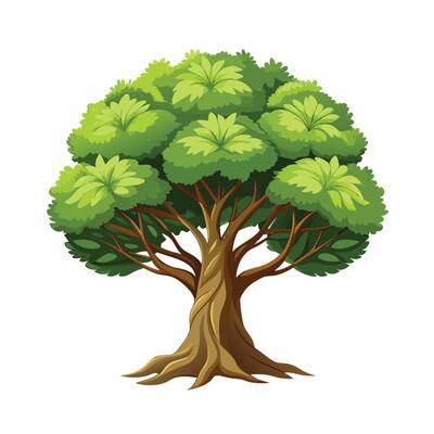 Beautiful Single Big Tree Illustration