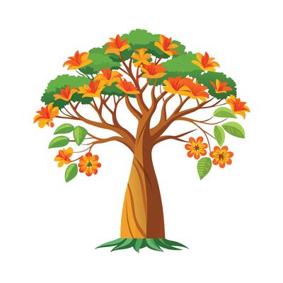 Beautiful Single Big Tree Illustration