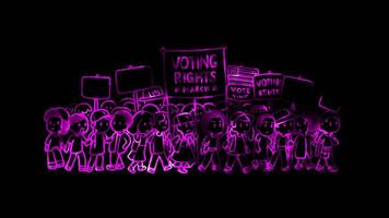 Glowing looping Martin Luther King Jr. Day Voting Rights March. neon frame effect, black background. video