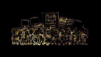 Glowing looping Martin Luther King Jr. Day Voting Rights March. neon frame effect, black background. video