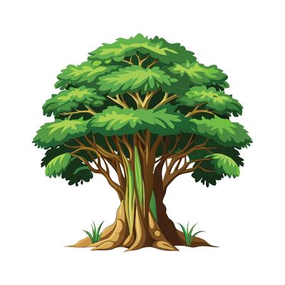 Beautiful Single Big Tree Illustration