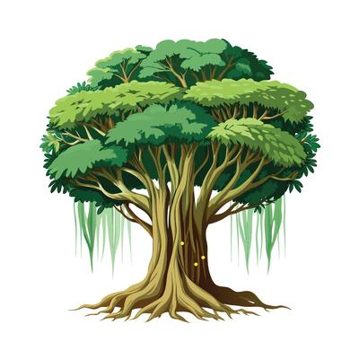 Beautiful Single Big Tree Illustration