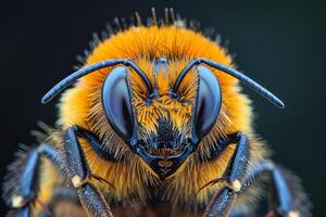 Close-up Portrait of a Fuzzy Bumblebee photo