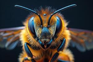 Close-Up Portrait of a Bee with Detailed Features photo