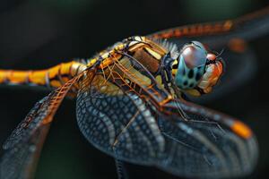 Close-up Portrait of a Vibrant Dragonfly photo