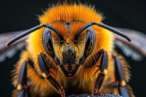 Close-up Portrait of a Fuzzy Bee photo