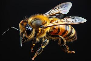 Honeybee in Flight, Close-Up Macro Photography photo