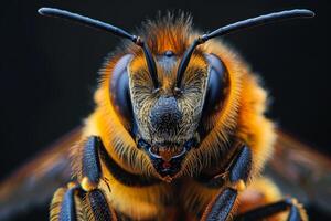Macro Photography of a Bee's Face photo