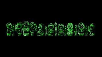 Glowing looping New Year Day Religious New Year ceremony. neon frame effect, black background. video