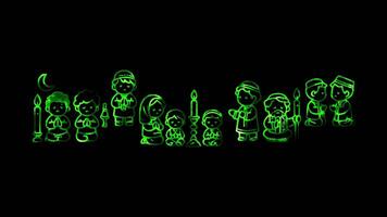 Glowing looping New Year Day Religious New Year ceremony. neon frame effect, black background. video