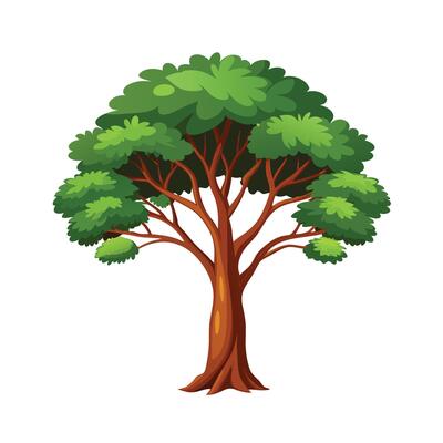 Beautiful Single Big Tree Illustration