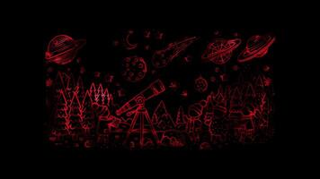 Glowing looping New Year Day astronomical event related to New Year. neon frame effect, black background. video