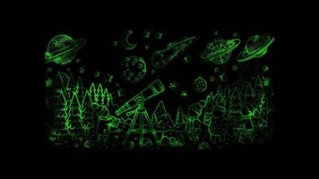 Glowing looping New Year Day astronomical event related to New Year. neon frame effect, black background. video