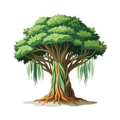Beautiful Single Big Tree Illustration