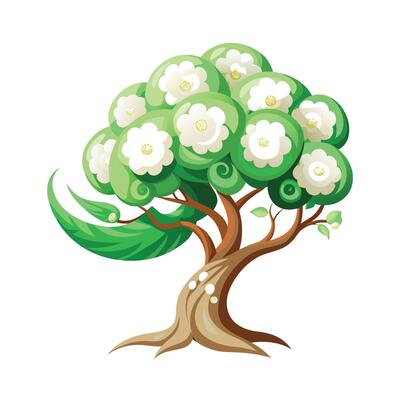Beautiful Single Big Tree Illustration