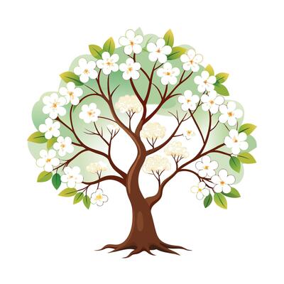 Beautiful Single Big Tree Illustration
