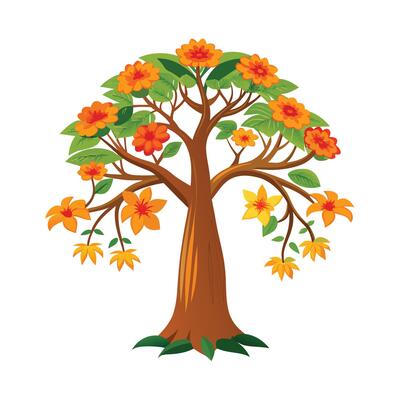 Beautiful Single Big Tree Illustration
