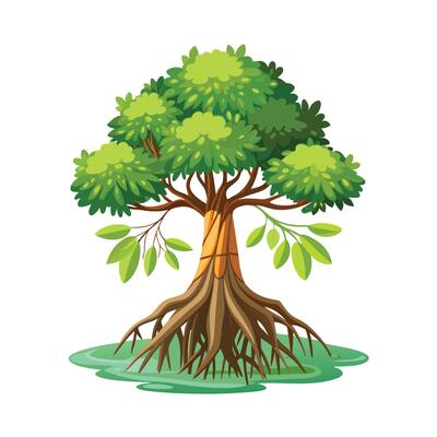 Beautiful Single Big Tree Illustration