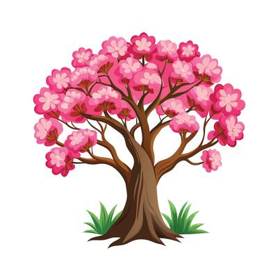 Beautiful Single Big Tree Illustration