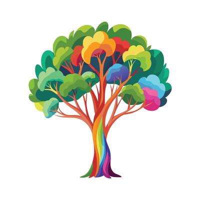 Beautiful Single Big Tree Illustration