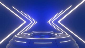 Blue and glow luxury podium pedestal product display and blue box background 3d rendering video