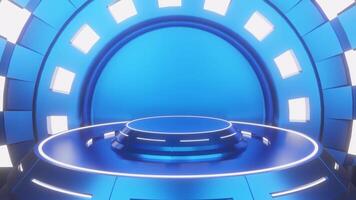 Blue and glow luxury podium pedestal product display and blue box background 3d rendering video