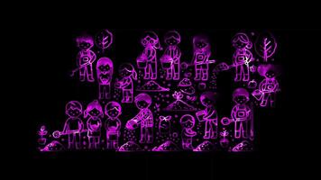 Glowing looping World soil day people caring for soil. neon frame effect, black background. video
