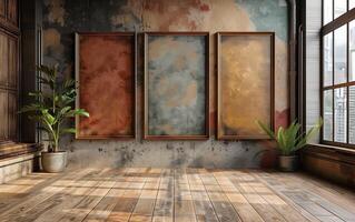 Modern interior wall art mockup photo