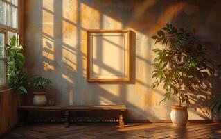 Modern interior wall art mockup photo