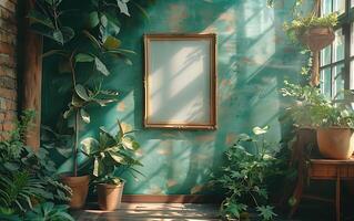 Modern interior wall art mockup photo