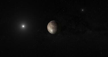 Animation of travel towards Ganymede satellite, Jupiter's moon, in the universe video