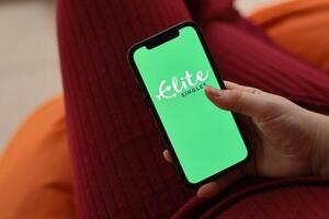 KYIV, UKRAINE - FEBRUARY 23, 2024 Elite Singles logo of famous dating website or app on iPhone display photo