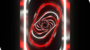 Red and White Neon Spiral Ellipse Tunnel Background VJ Loop in 4K video