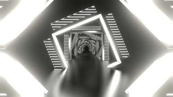 Reverse Corridor with White Neon Arch Background VJ Loop in 4K video