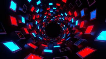 Red and Blue Slowed Rotation Strobe Tunnel Background VJ Loop in 4K video
