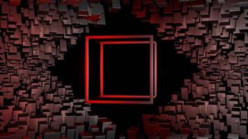 Red and Silver Rotation Glossy Cube Frame Background VJ Loop in 4K video