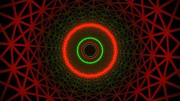 Red and Green Neon Light Grate Tunnel Background VJ Loop in 4K video